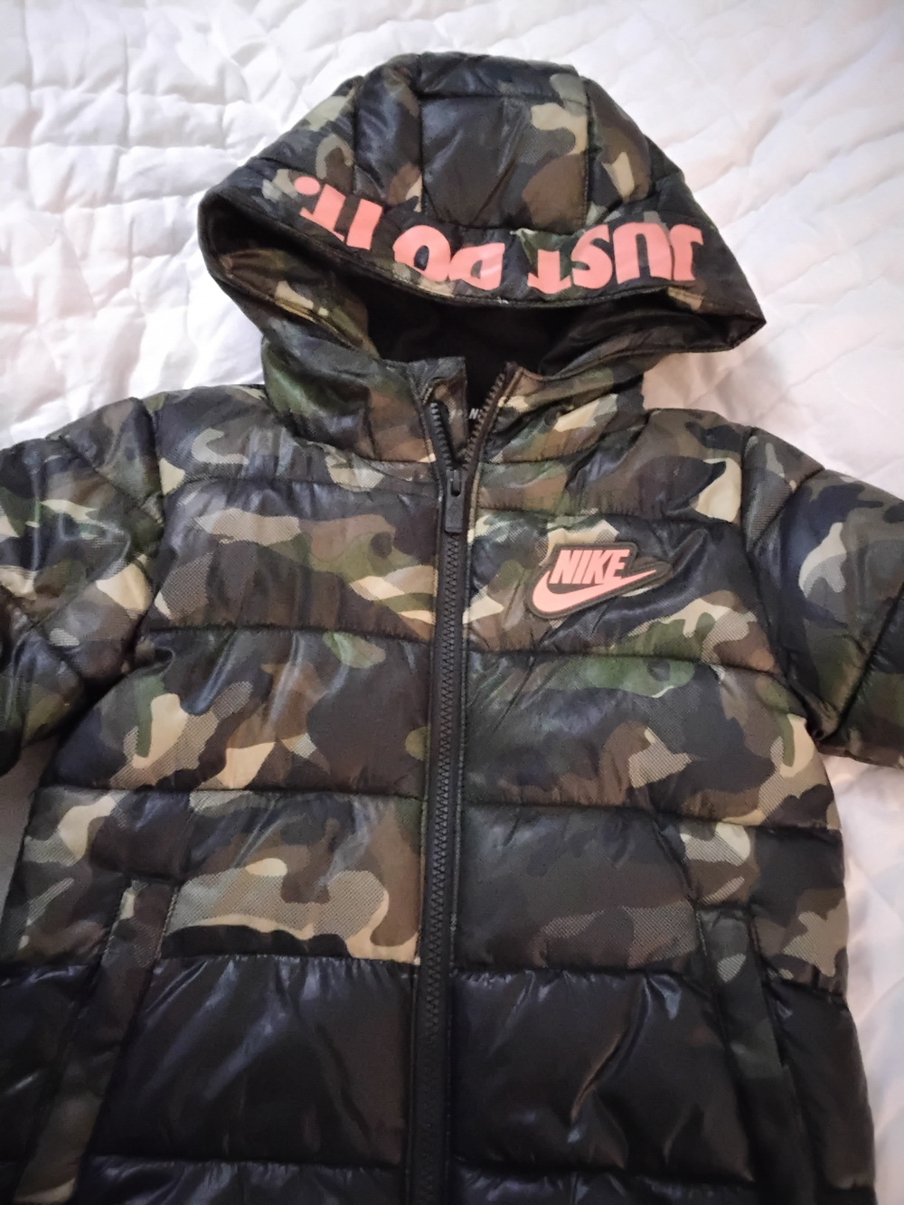 Nike Camo Puffer Jacket with Orangeq Logo